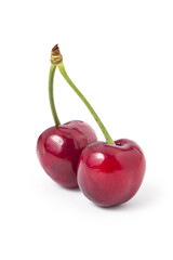 Fresh ripe organic cherries isolated on a white background