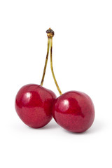Fresh ripe organic cherries isolated on a white background