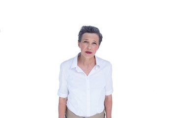 Sad businesswoman looking at camera