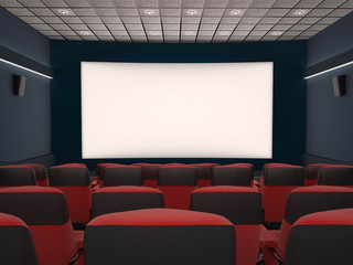 Fototapeta premium Empty movie theater with red seats