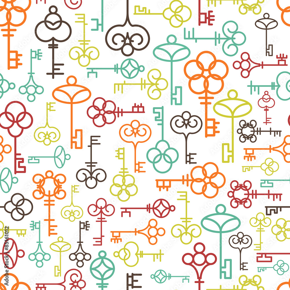 Poster line keys seamless pattern
