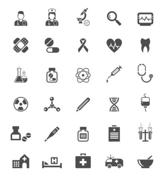 Medical icons on white. Tablets  medicines, pills and drugs