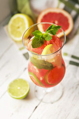 Homemade lemonade in tall glass