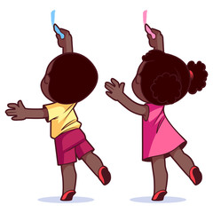 Kids draw on the wall. Vector illustration on a white background