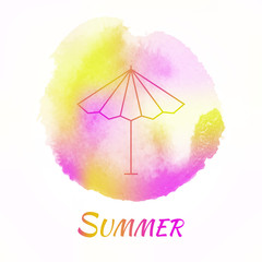 Summer Sun Umbrella Vector Watercolor Concept