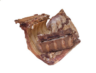 isolated smoke dried meat ribs on white background
