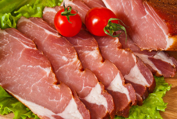 cut meat delicious with cerry and lattuce