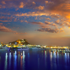 Fototapeta premium Denia port sunset in marina at Alicante Spain