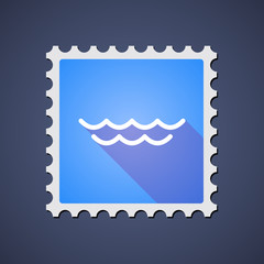 Blue ,ail stamp icon with a water sign