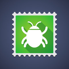 Green mail stamp icon with a bug