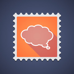 Orange mail stamp icon with a cloud comic balloon