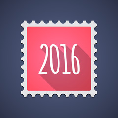 Red mail stamp icon with a 2016 sign