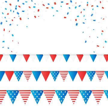 Vector independence 4 July element flags and confetti