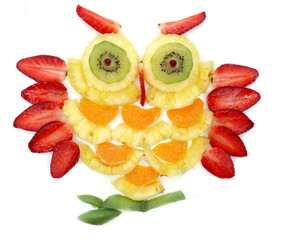 creative fruit child dessert owl bird form