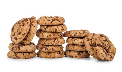 stack of сhocolate chip cookies isolated on white background