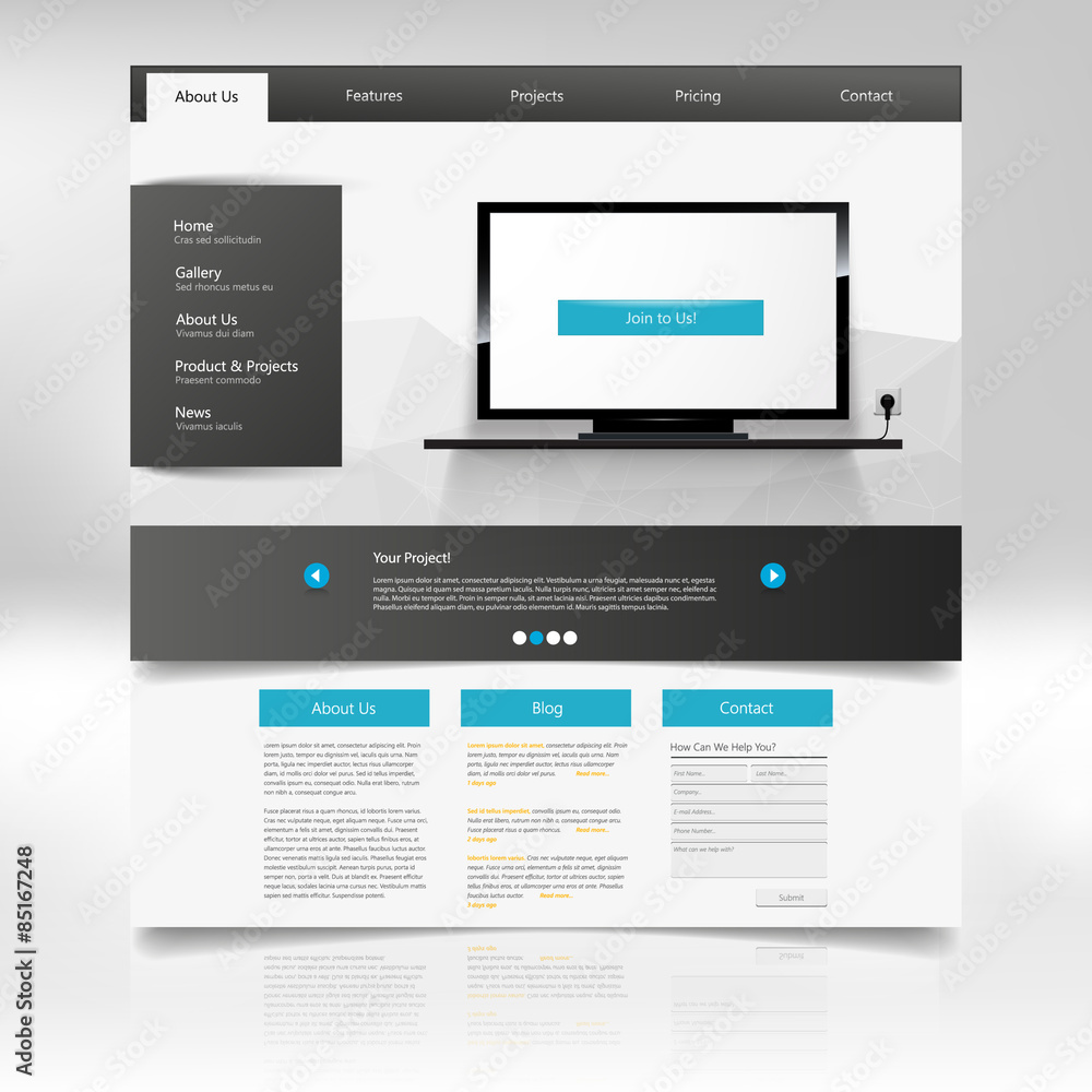 Poster website template design in vector eps 10