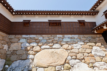 Kanbe-ishi stone in the wall of Imabari Castle, Japan © joymsk