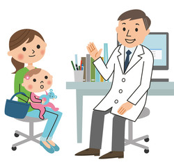 診察を受ける親子