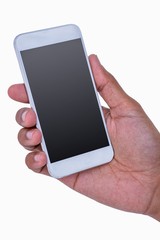 Close up of hand holding a smartphone
