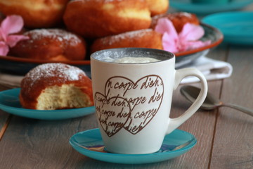 Breakfast - donut and coffee