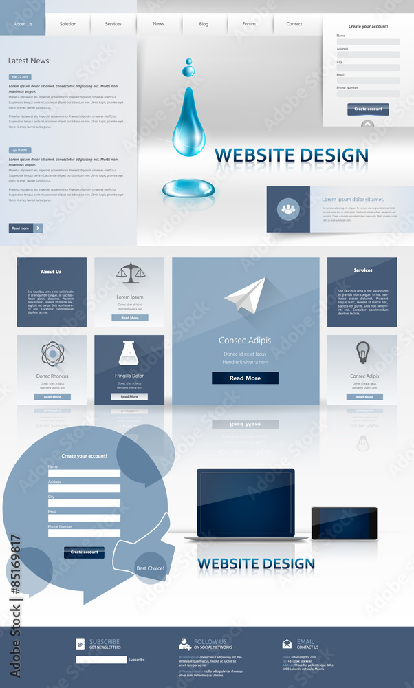 Poster website template design in eps 10 vector