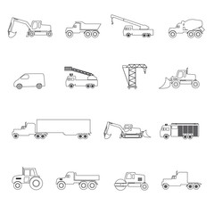 heavy machinery simple outline icons set eps10