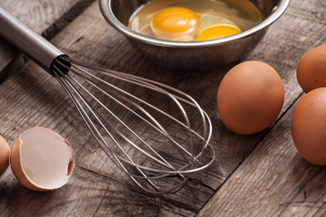 Raw eggs in a bowl
