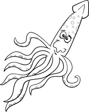 squid cartoon coloring page Stock Vector | Adobe Stock