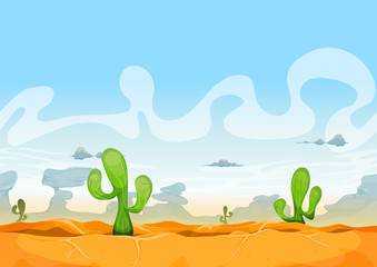 Fototapeta na wymiar Seamless Western Desert Landscape For Ui Game