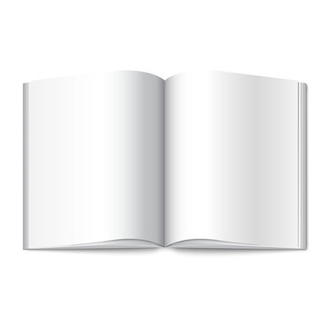 Blank white vector opened book, magazine or photo album for your