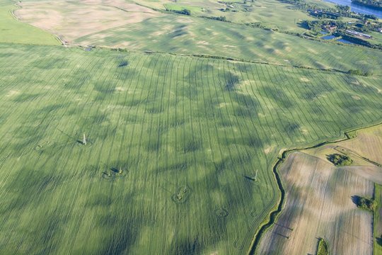 Aerial view of hilly terrain