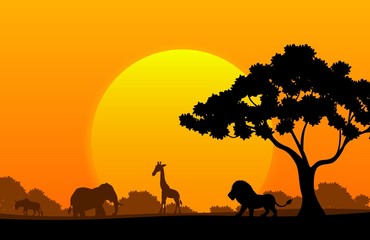 Fototapeta na wymiar Cartoon collection animal in the africa