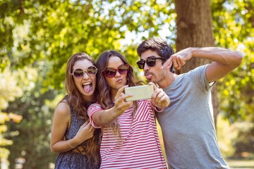 Happy friends taking a selfie