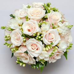 A beautiful bridal bouquet at a wedding party