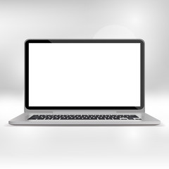 Laptop with blank screen isolated