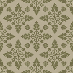 Beige seamless background with floral elements. Pattern for wallpaper and textile. Editable vector file.