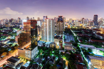 Naklejka premium Bangkok city night view with nice sky
