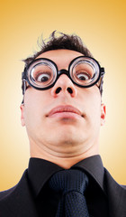 Fototapeta premium Nerd businessman against the gradient 