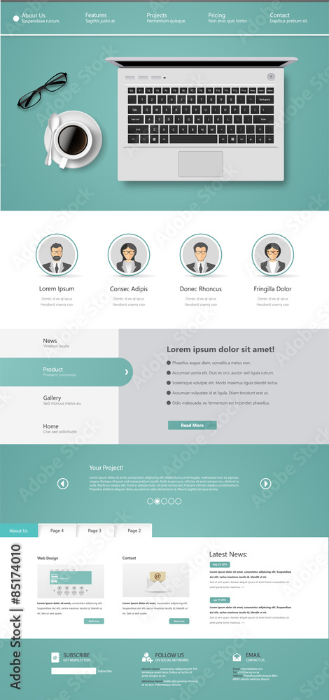 Poster website template design in eps 10 vector