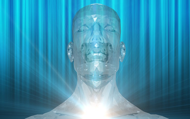 Transparent man blue background