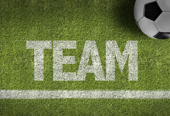 Soccer field with the text: Team