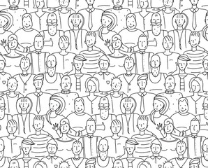 Black and White People Throng Seamless Background