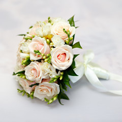 A beautiful bridal bouquet at a wedding party
