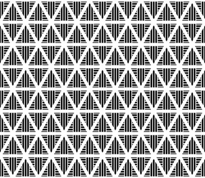 Black color line triangle on white color background seamless pattern vector. Inspiration from pharaoh headdress.