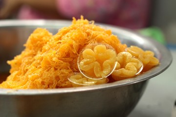 A lot of gold egg yolks drops