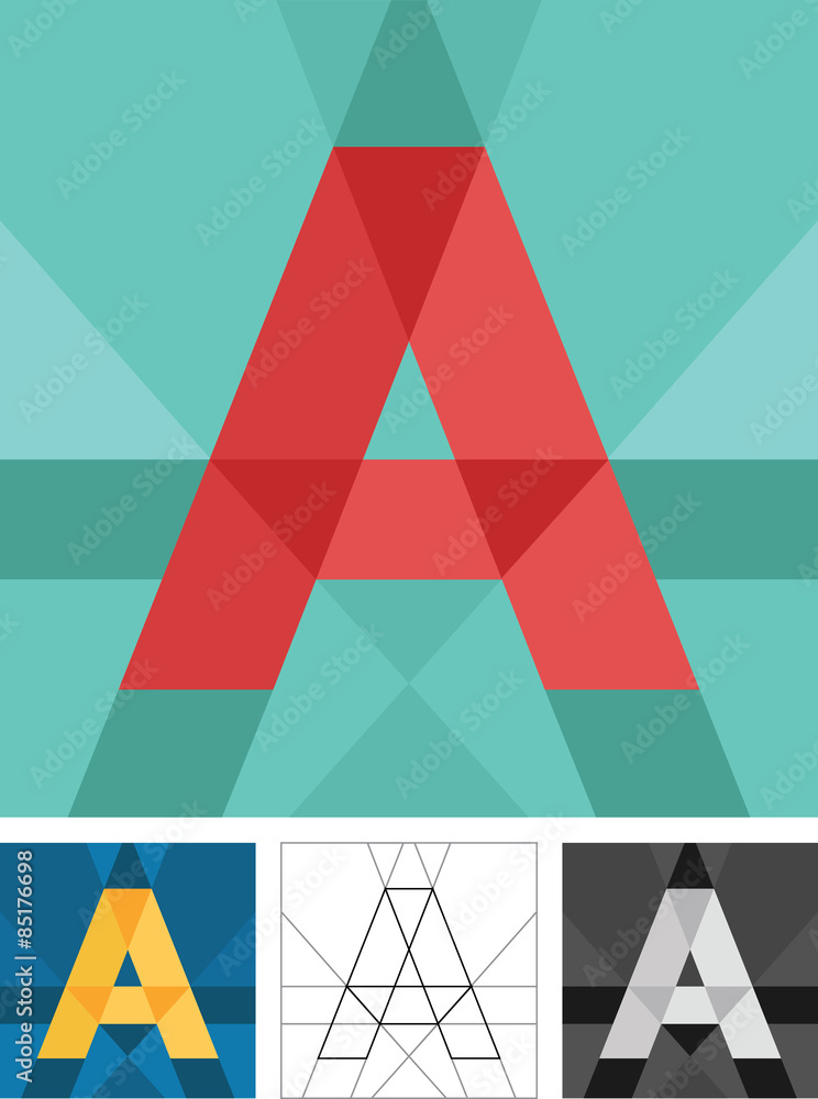 Poster letter a flat design vector template