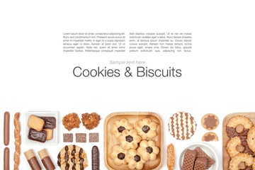 cookies and biscuits on white background