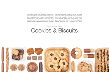 cookies and biscuits on white background