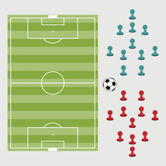 top view of soccer field or football field with player pin vecto © plalek