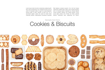 cookies and biscuits on white background
